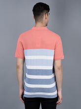 Load image into Gallery viewer, Canoe Men Short Sleeve Polo Neck Striped Pattern T-Shirt
