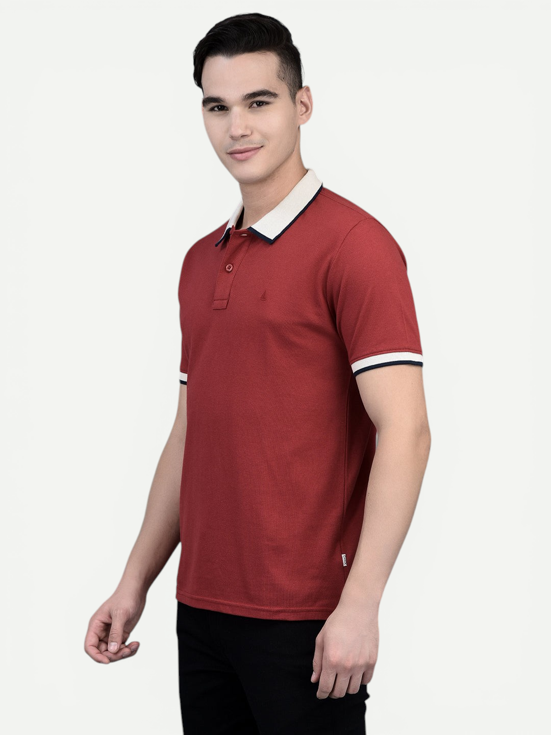 Canoe Men Short Sleeve Polo Neck Solid Pattern T-Shirt