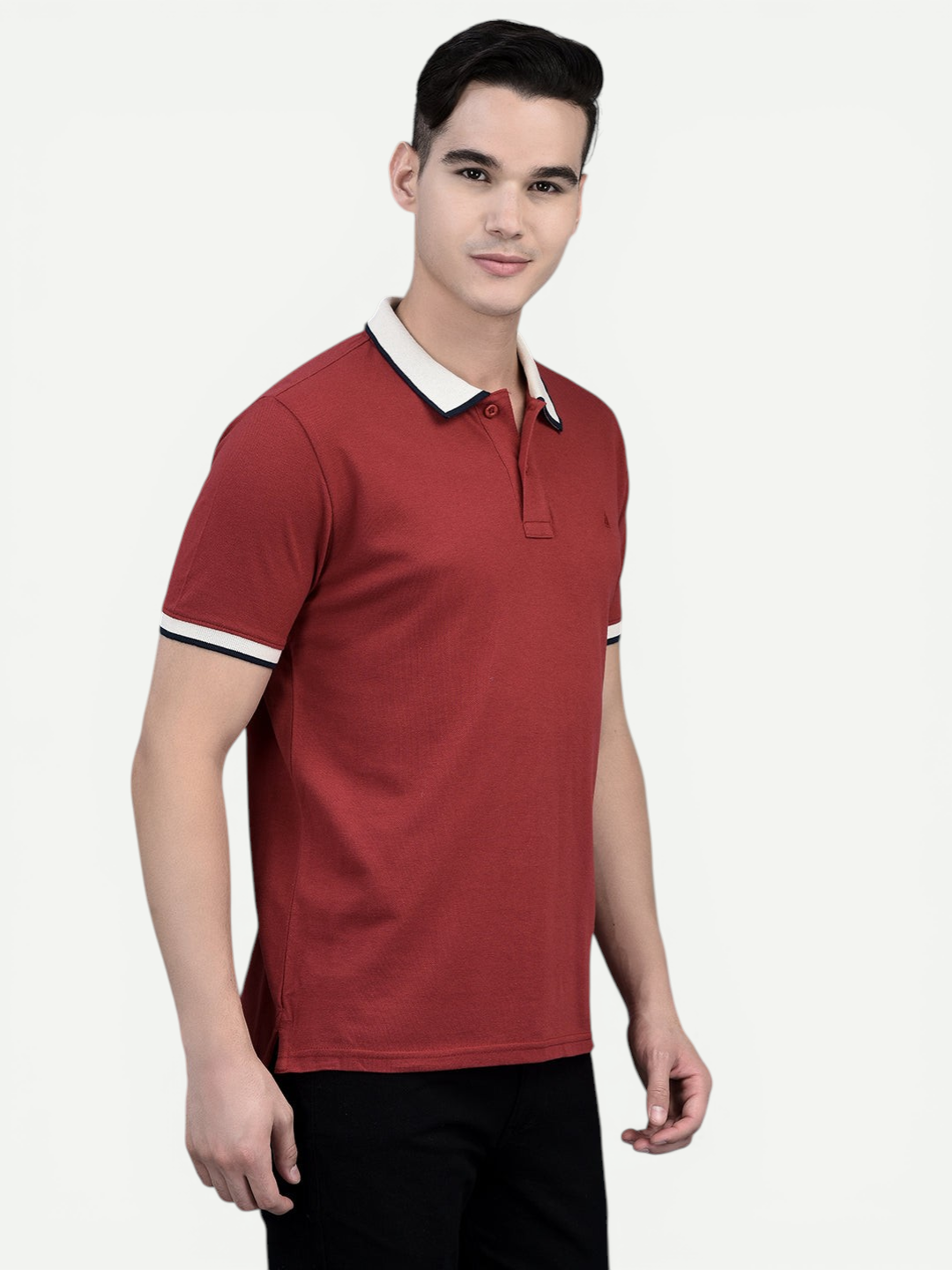 Canoe Men Short Sleeve Polo Neck Solid Pattern T-Shirt