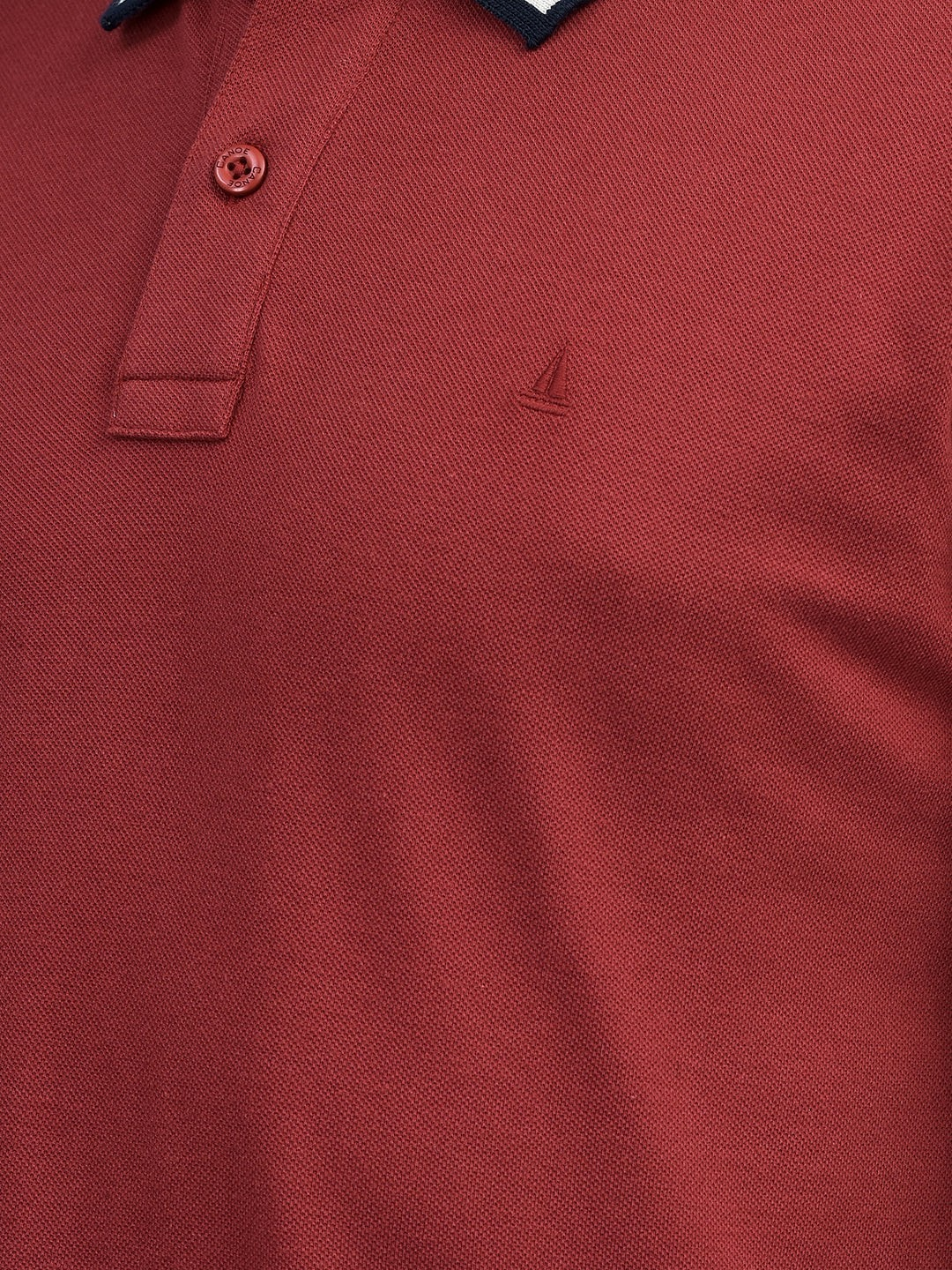 Canoe Men Short Sleeve Polo Neck Solid Pattern T-Shirt
