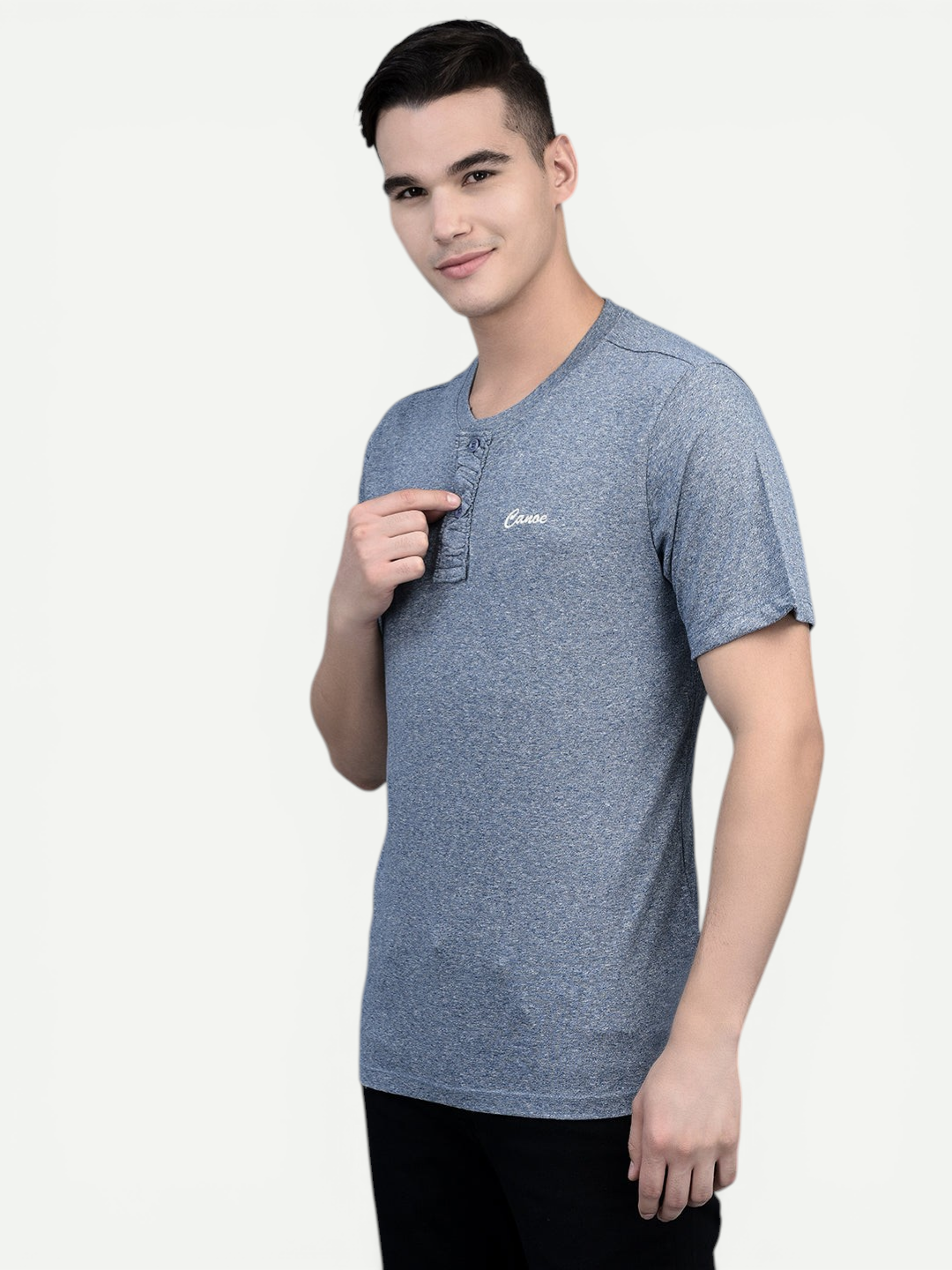 Canoe Men Short Sleeve Polo Neck Self Design Pattern T-Shirt