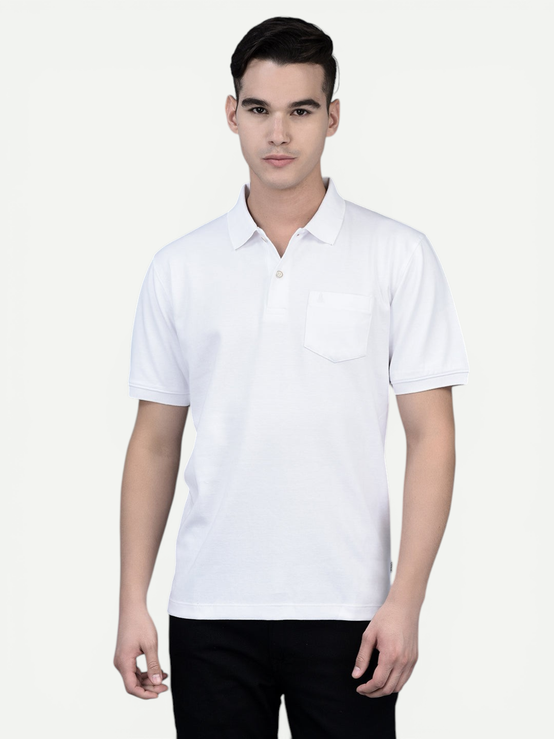 Canoe Men Short Sleeve Polo Neck Solid Pattern T-Shirt