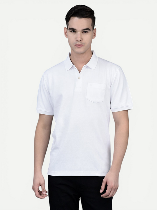 Canoe Men Short Sleeve Polo Neck Solid Pattern T-Shirt