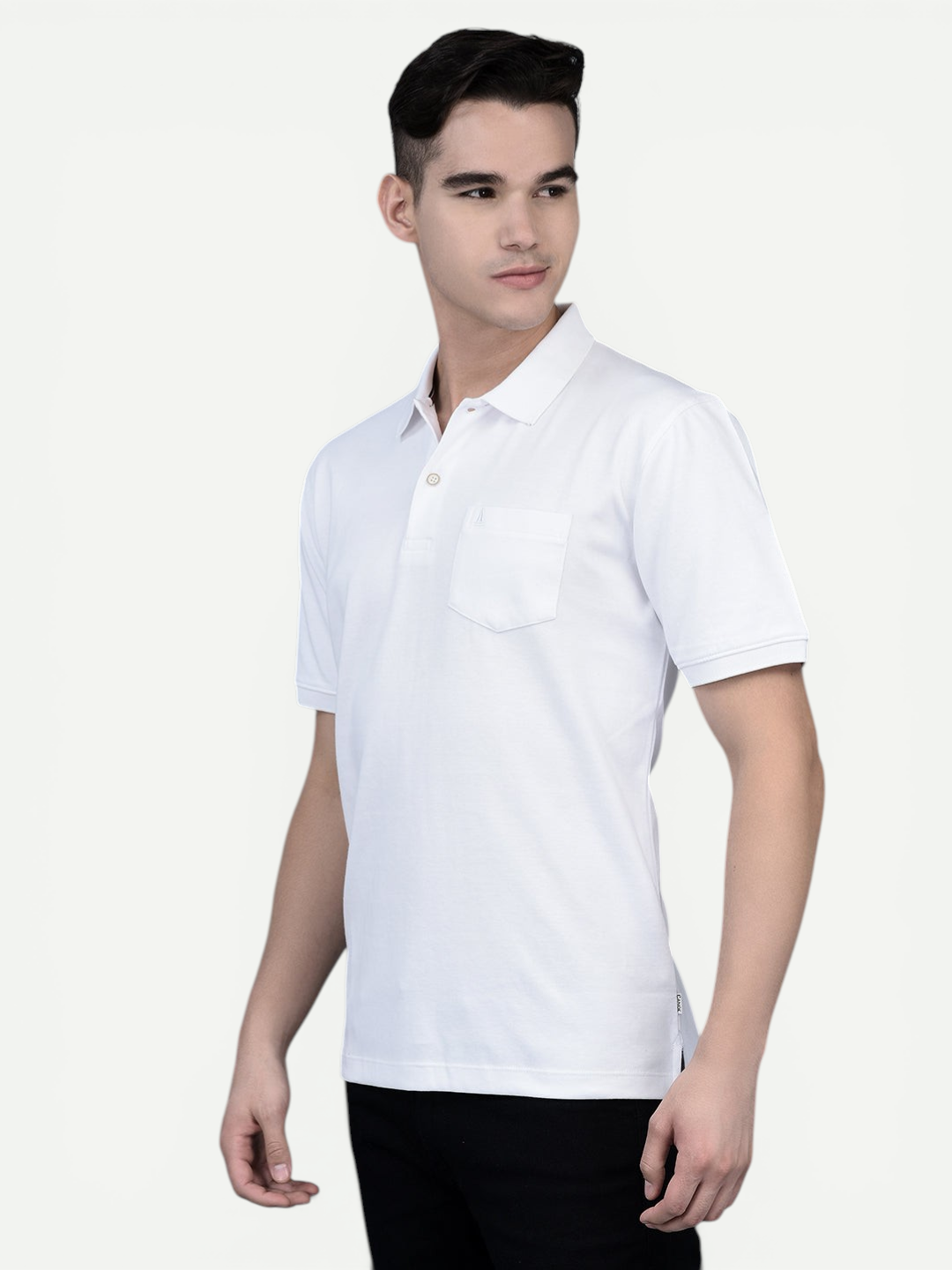 Canoe Men Short Sleeve Polo Neck Solid Pattern T-Shirt