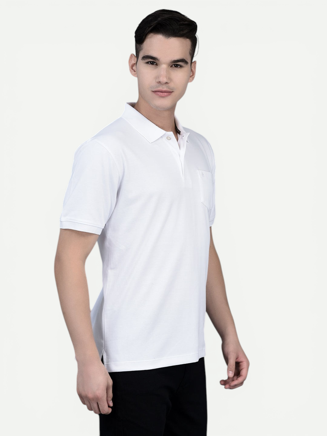 Canoe Men Short Sleeve Polo Neck Solid Pattern T-Shirt
