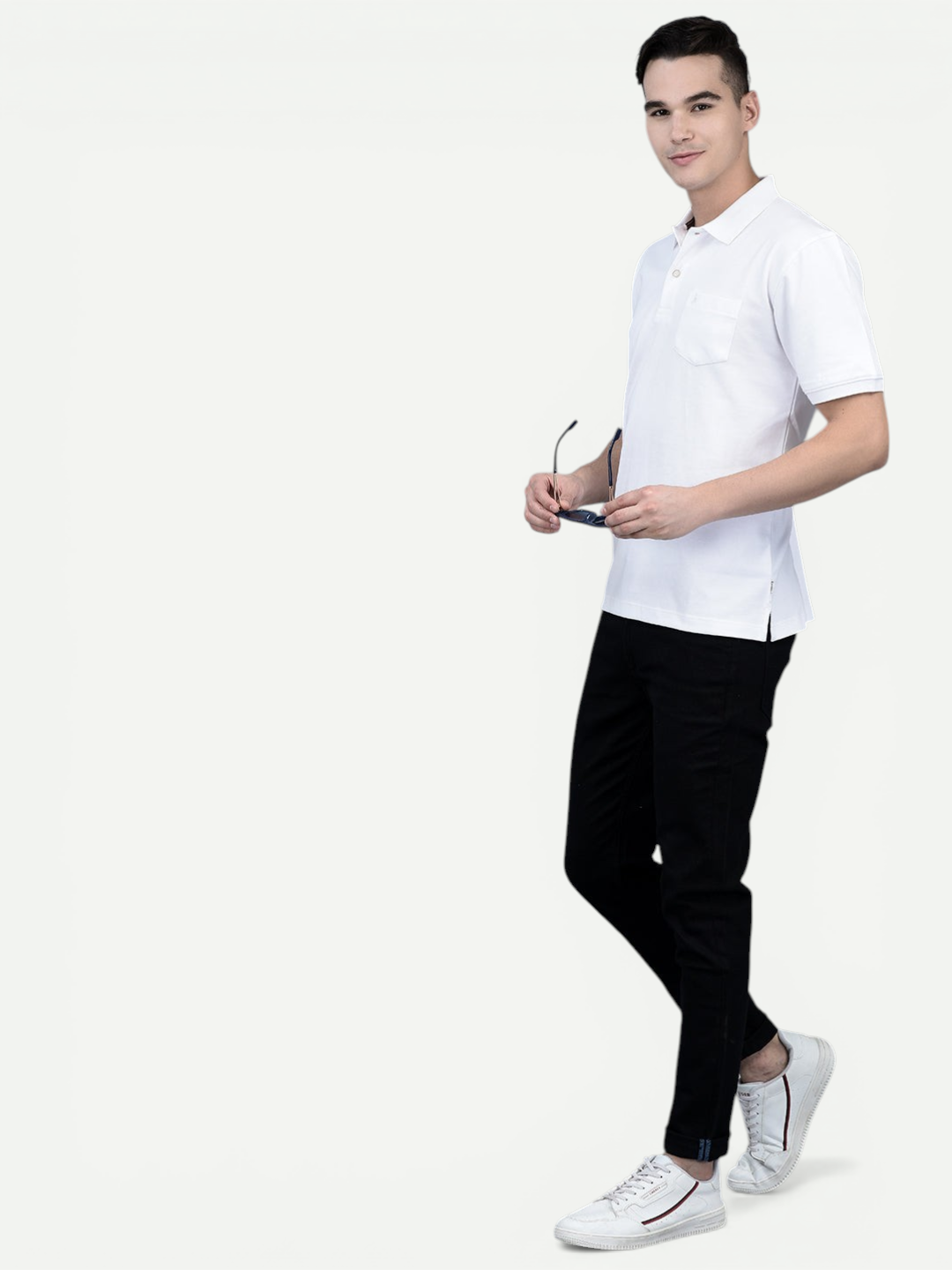 Canoe Men Short Sleeve Polo Neck Solid Pattern T-Shirt