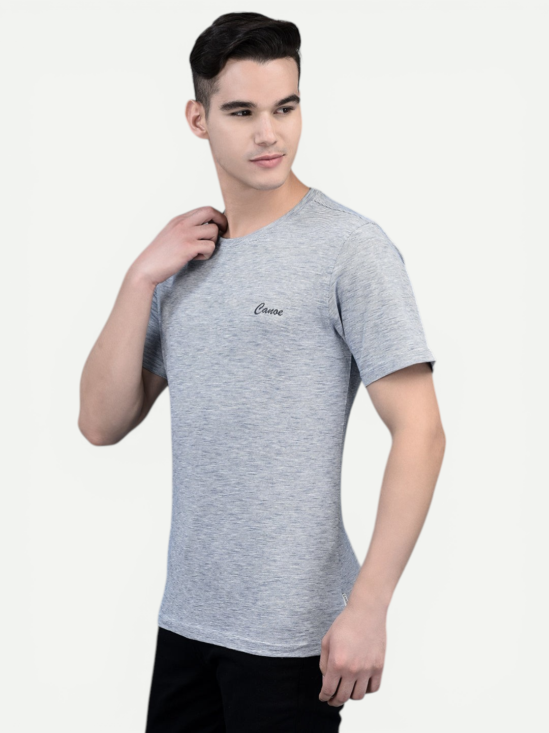 Canoe Men Short Sleeve Polo Neck Solid Pattern T-Shirt