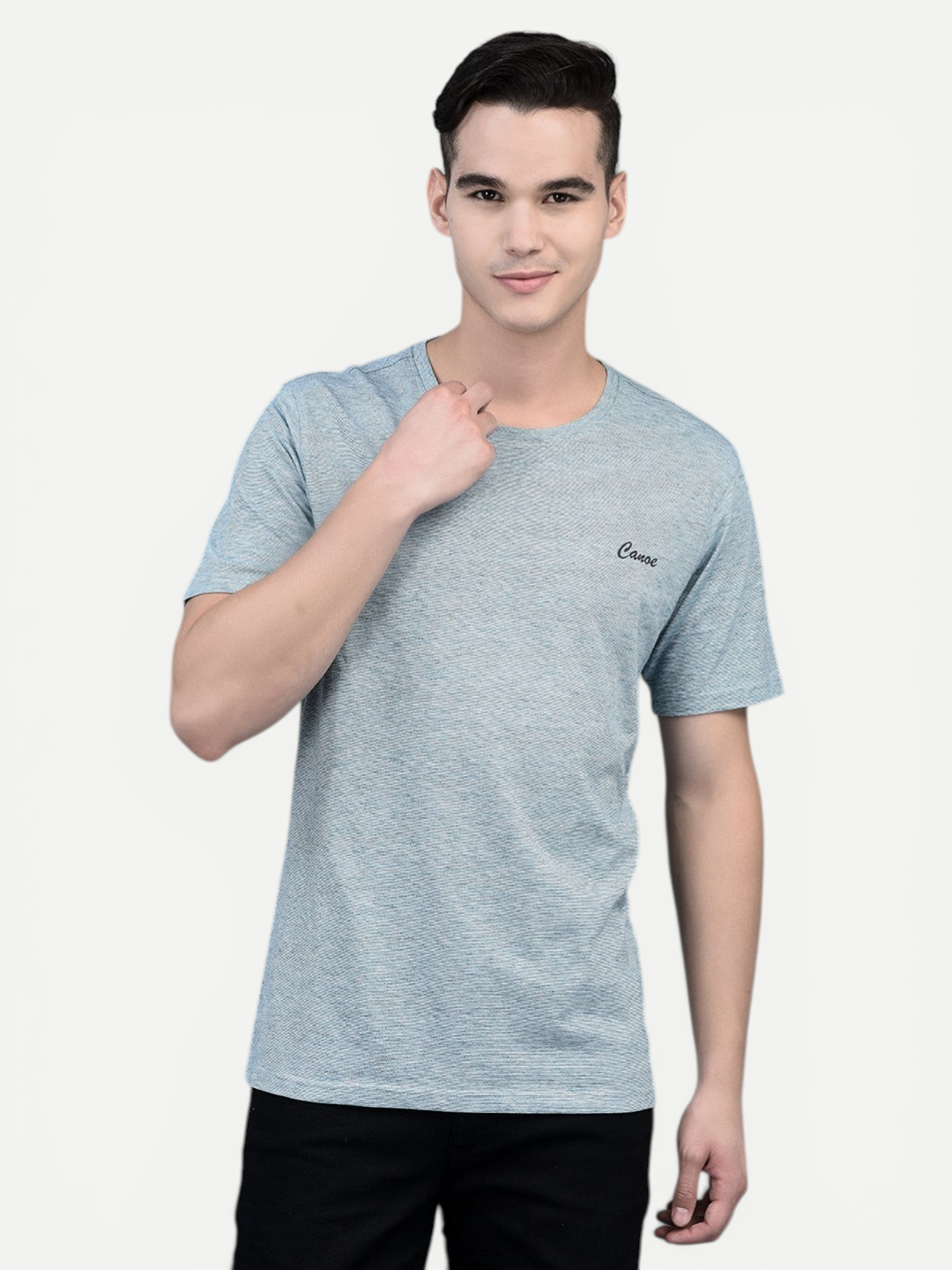 Canoe Men Short Sleeve Polo Neck Solid Pattern T-Shirt