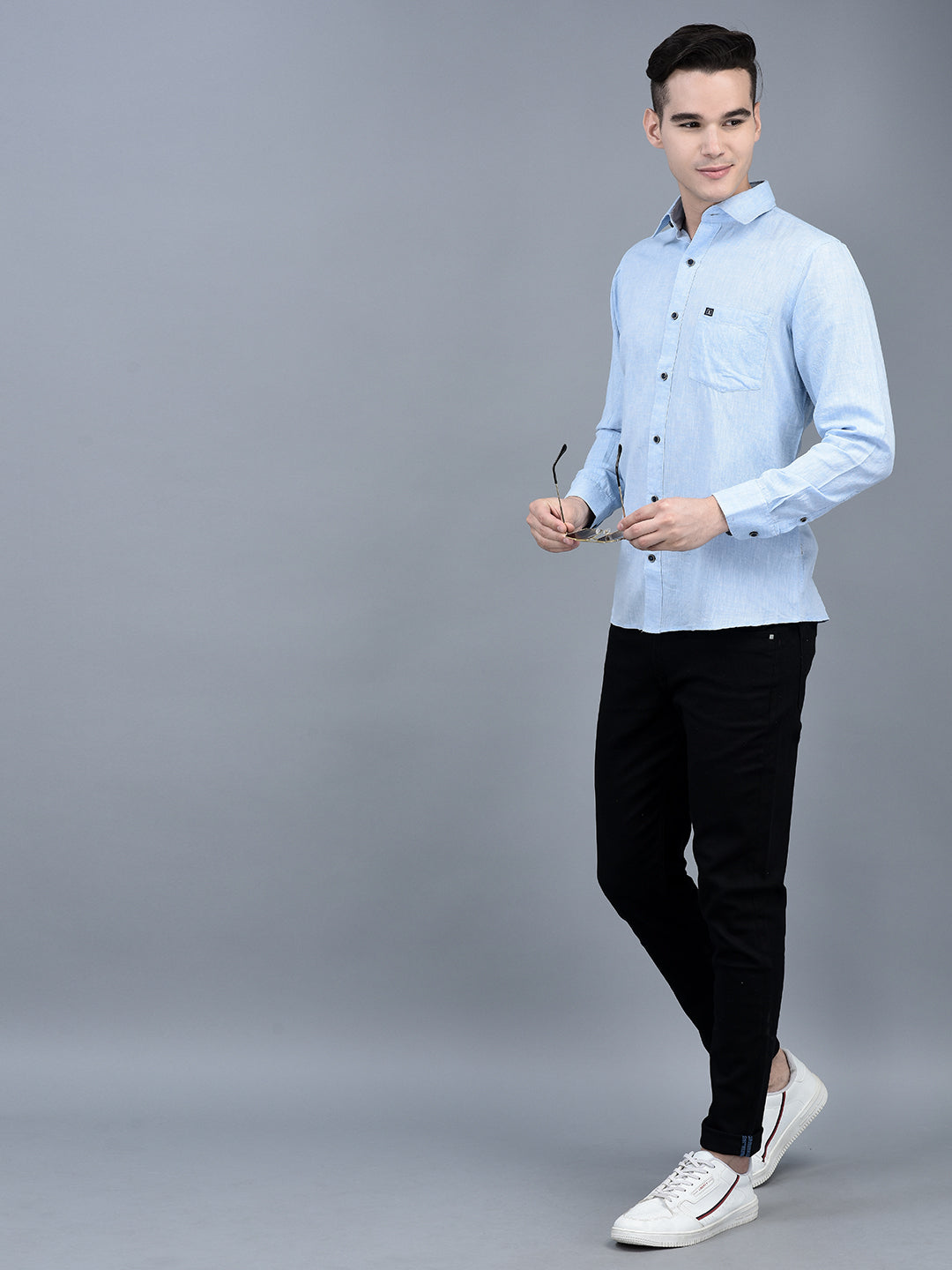 Canoe Men Long Sleeve Spread Collar Casual Shirt