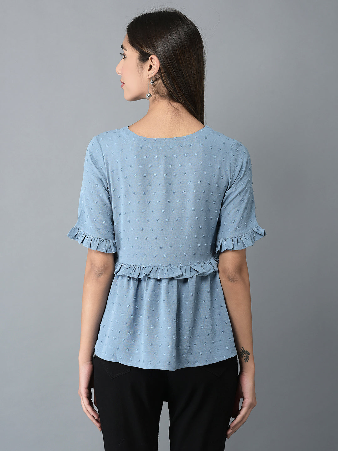 Canoe Women V-Neck Peplum Style Top