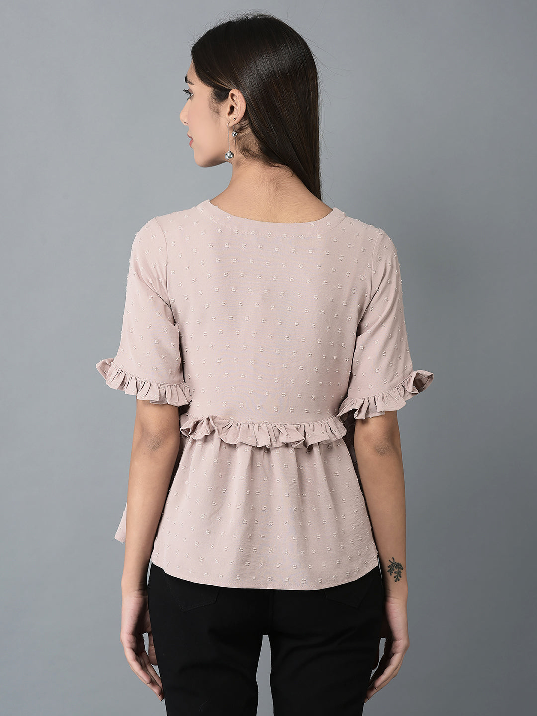 Canoe Women V-Neck Peplum Style Top