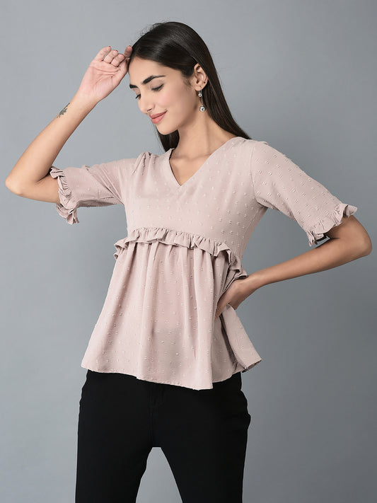 Canoe Women V-Neck Peplum Style Top