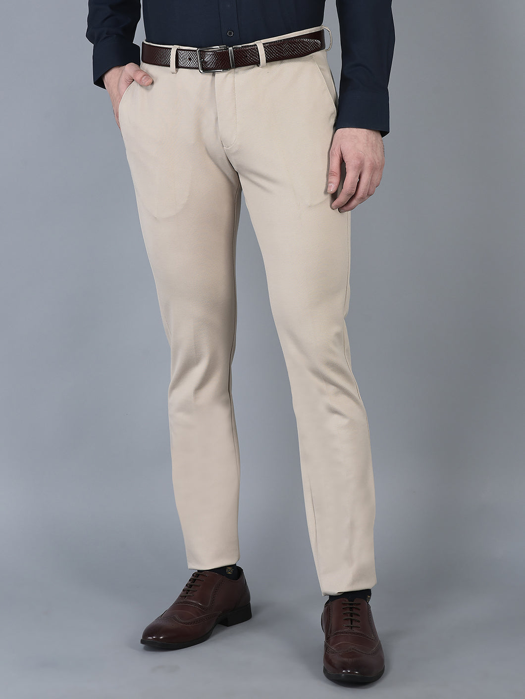 CANOE MEN Formal Trouser  Beige Color