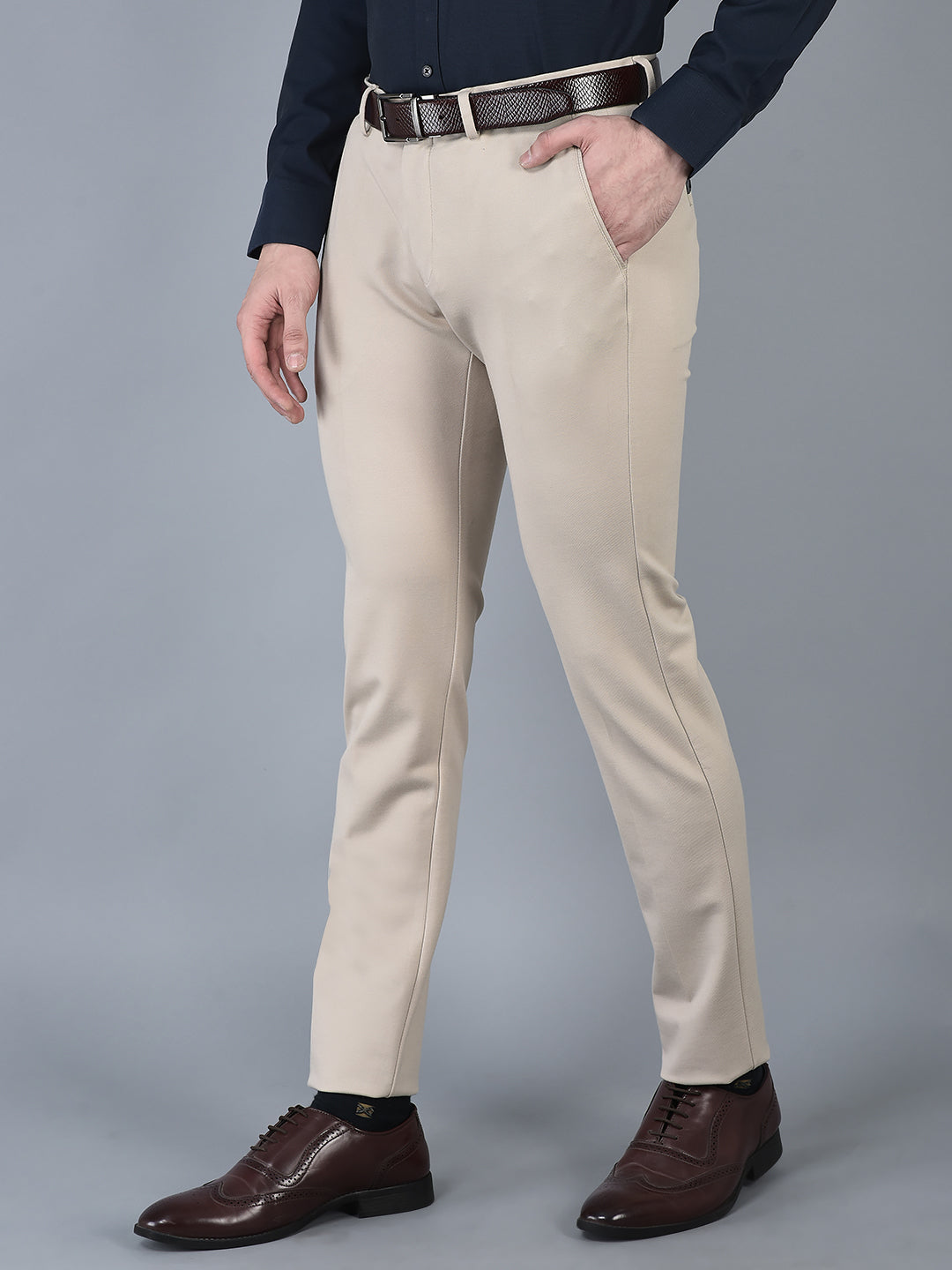 CANOE MEN Formal Trouser  Beige Color