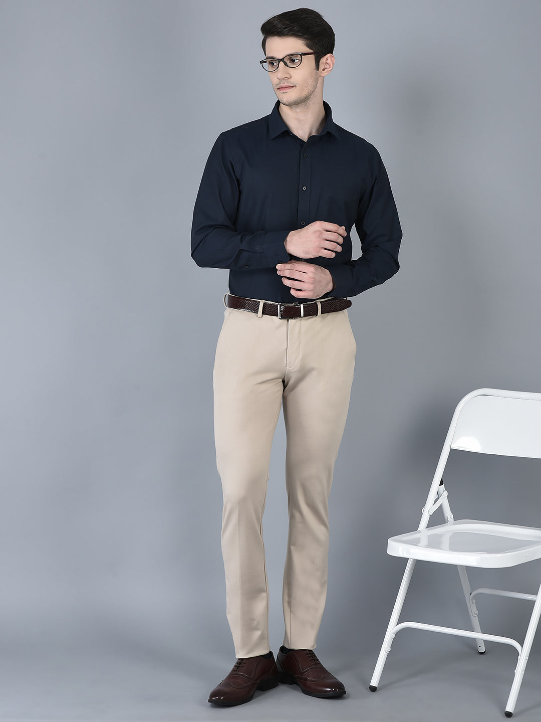 CANOE MEN Formal Trouser  Beige Color