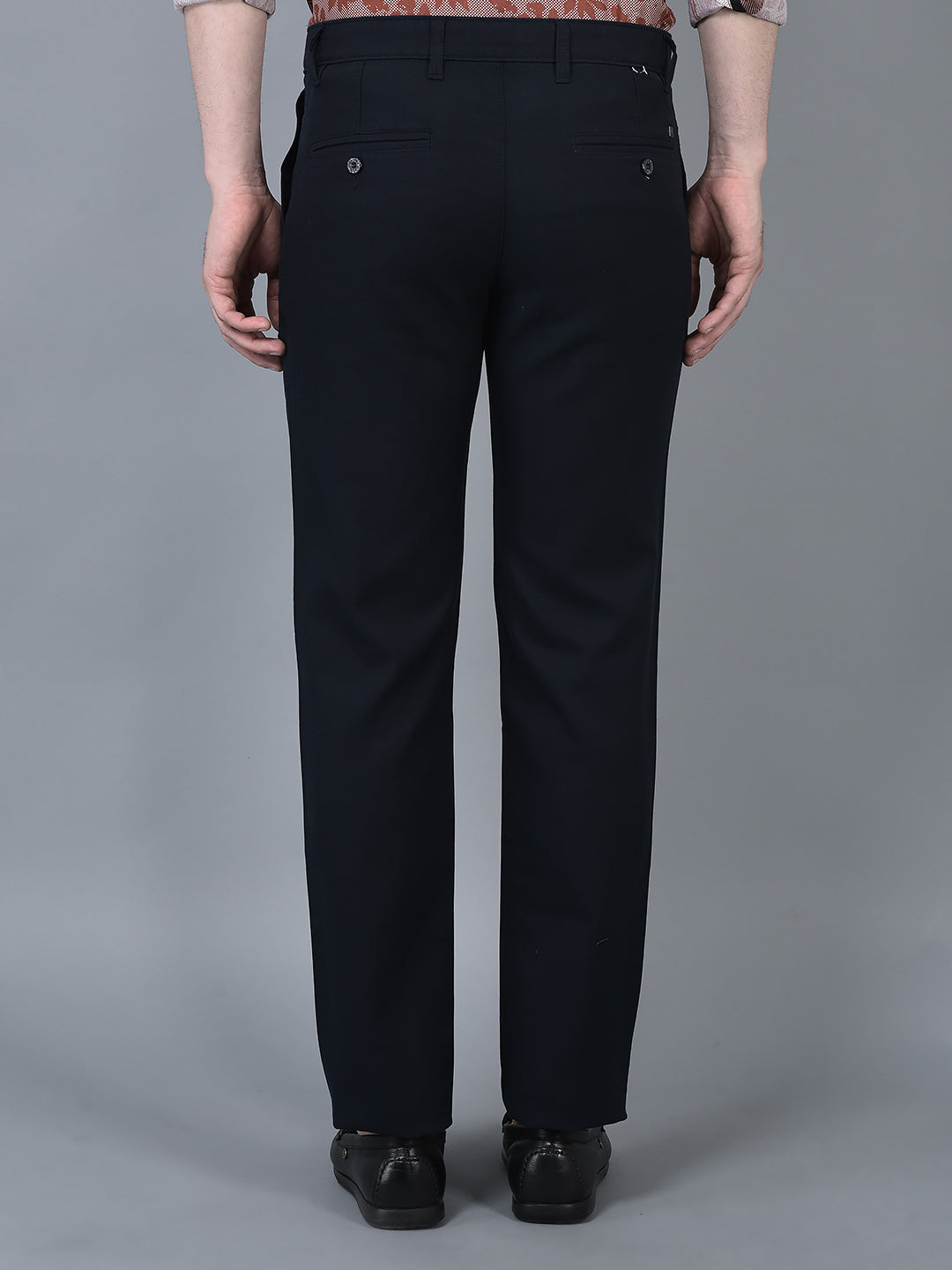 Canoe Men Casual  Trouser Navy Color Cotton Fabric Button Closure Checked