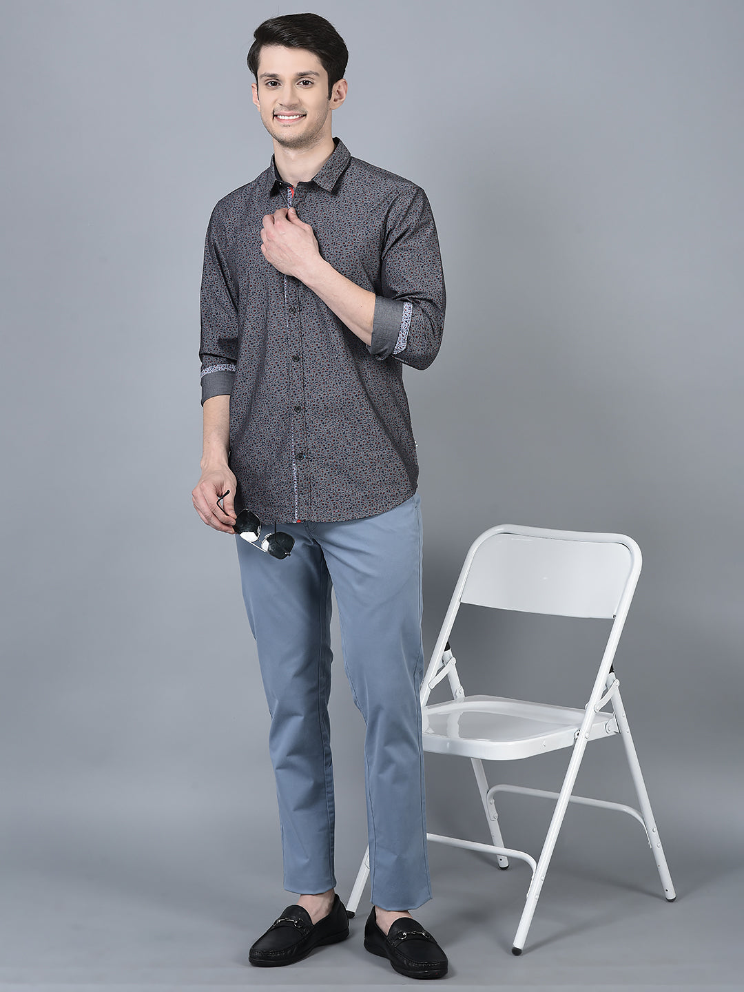 Canoe Men Casual Cotton Fabric Button Closure Solid