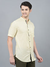 Load image into Gallery viewer, CANOE MEN Casual Shirt Cream Color Cotton Fabric Button Closure Striped
