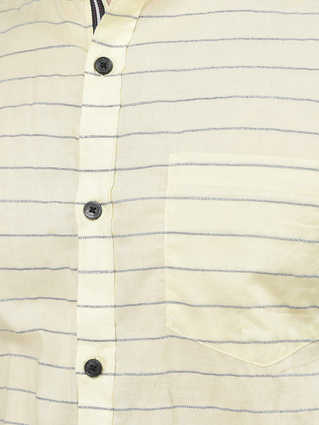 CANOE MEN Casual Shirt Cream Color Cotton Fabric Button Closure Striped