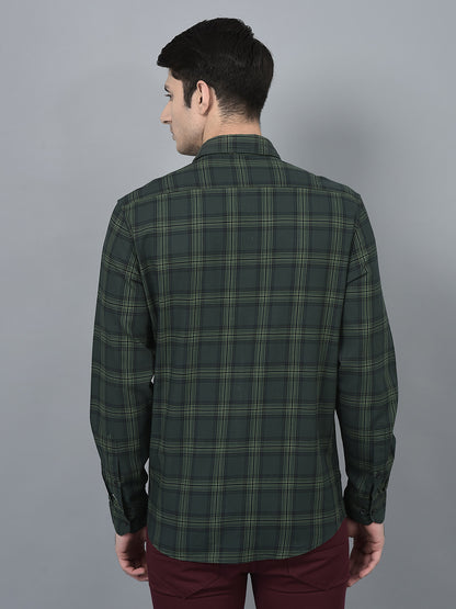 Canoe Men Casual Shirt Cotton Fabric Button Closure Checked