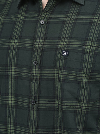 Canoe Men Casual Shirt Cotton Fabric Button Closure Checked