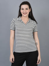 Load image into Gallery viewer, Canoe Women Stripe Pattern Short Sleeve T-Shirt
