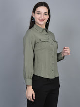 Load image into Gallery viewer, Canoe Women Long Sleeve Relaxed Fit Regular Length Button Placket Shirt
