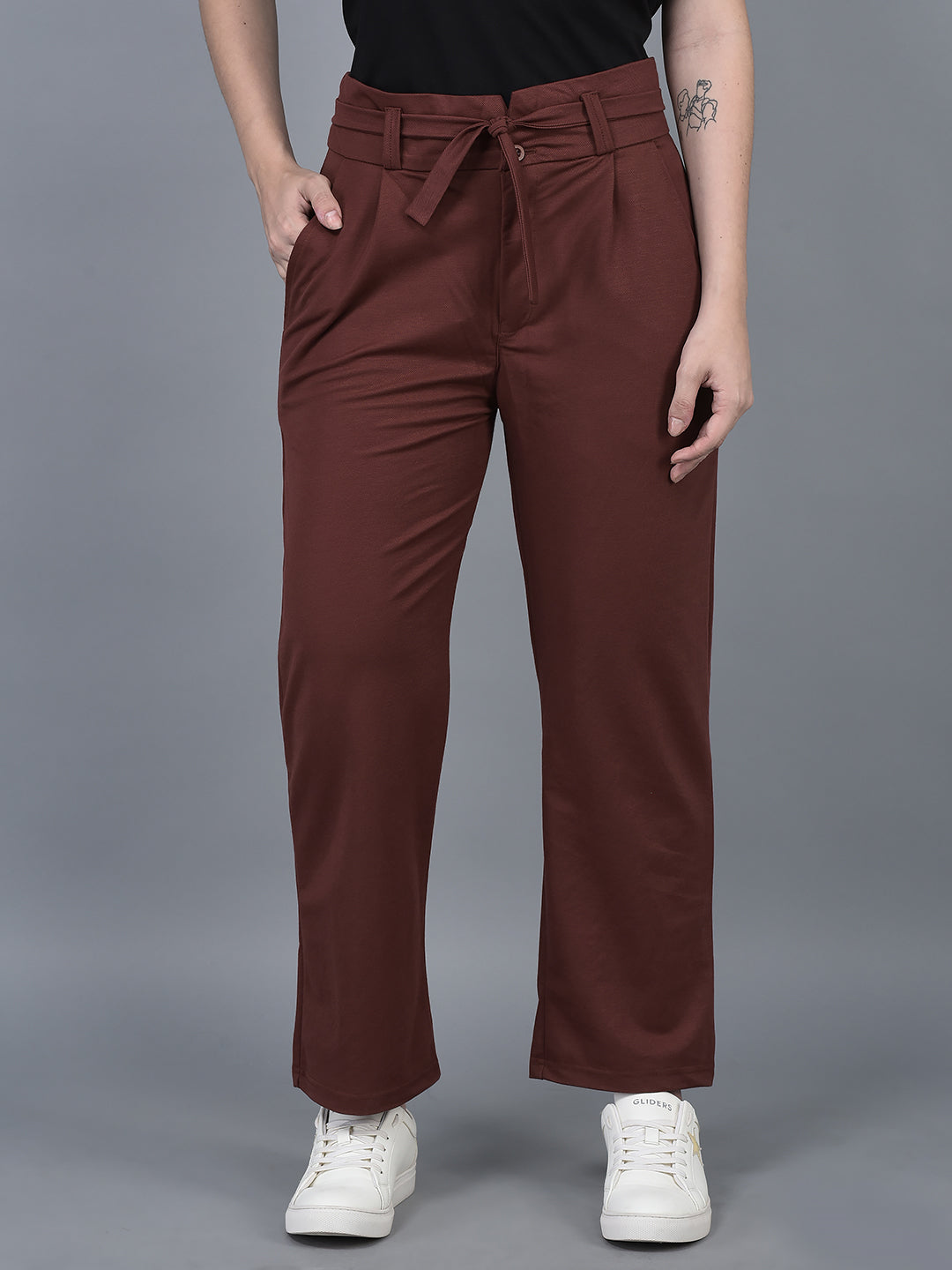 Canoe Women Trouser Ankle Length Button Closer