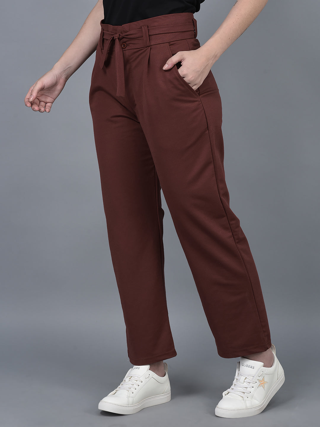 Canoe Women Trouser Ankle Length Button Closer