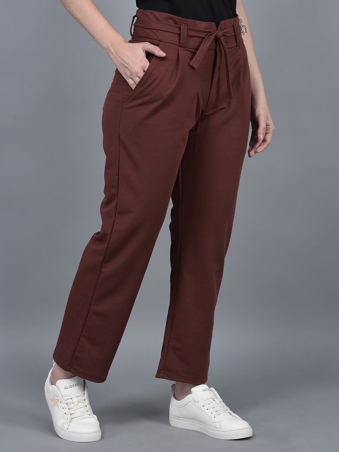 Canoe Women Trouser Ankle Length Button Closer