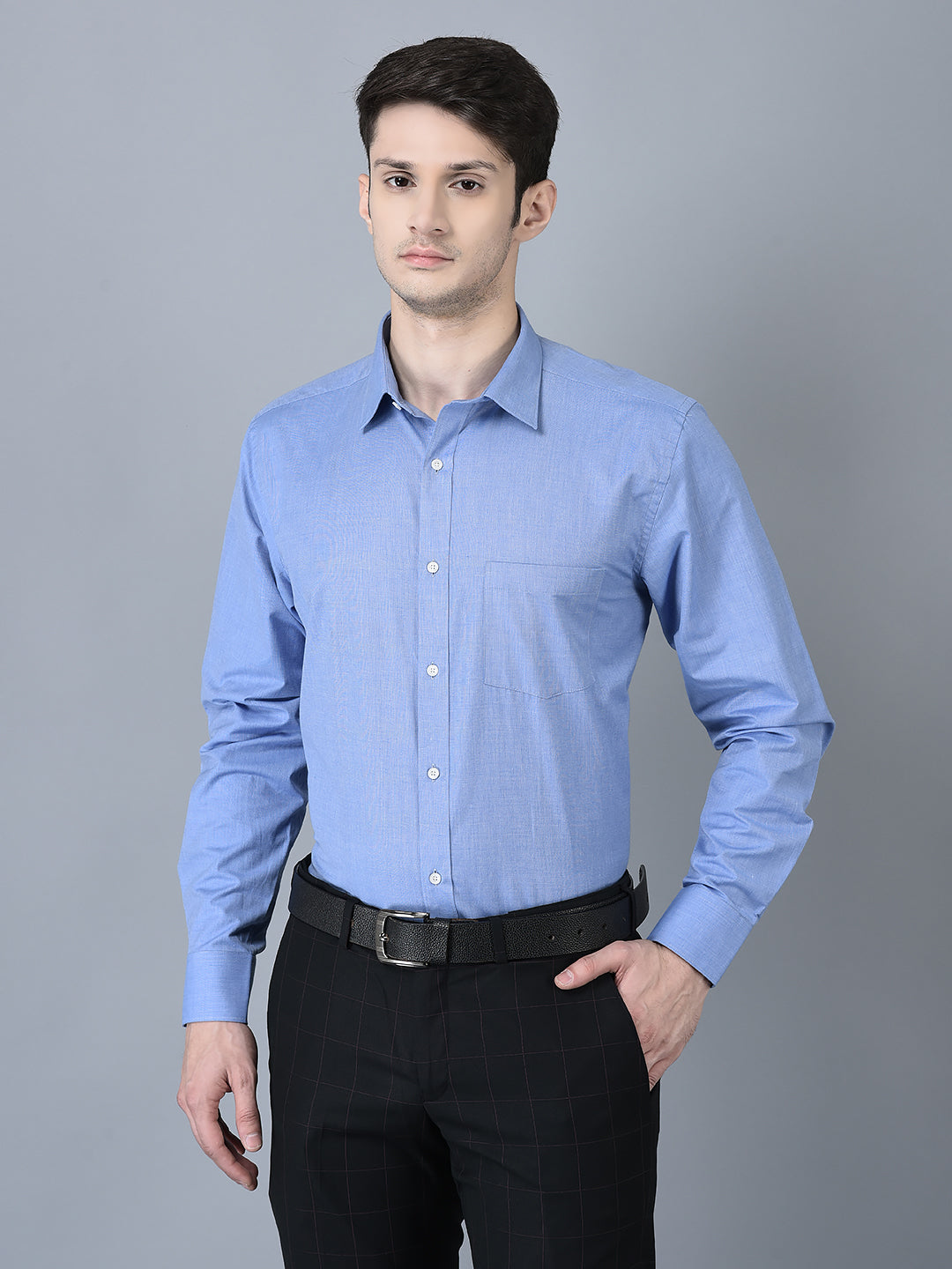 Canoe Exclusive Combed Cotton - Smooth Fabric Pastel Blue Shirt for men – Soft & Durable