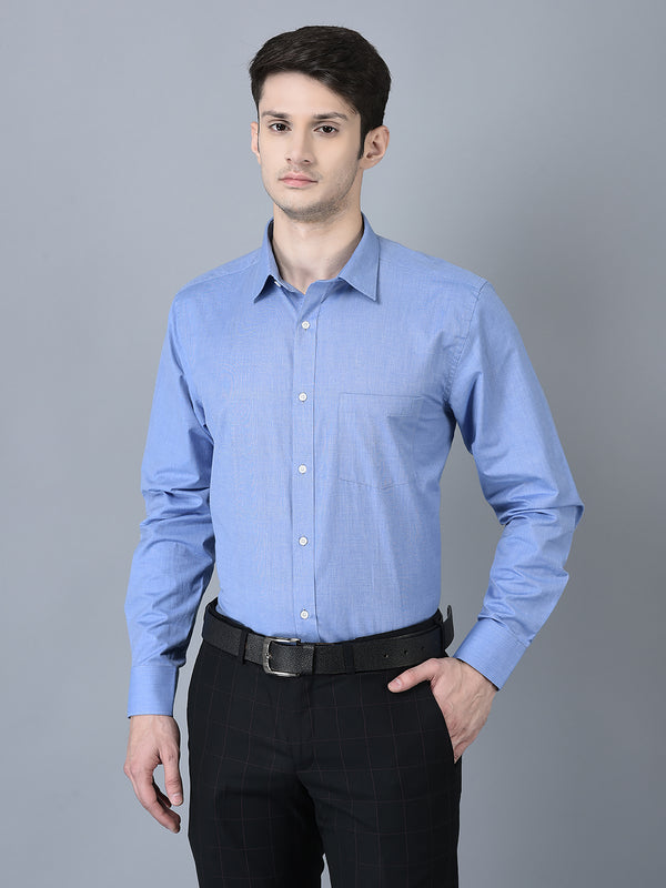 Canoe Exclusive Combed Cotton - Smooth Fabric Pastel Blue Shirt for men – Soft & Durable