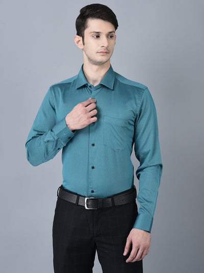 Canoe Premium Long Staple Teal Cotton Shirt for Men – Tailored Fit, Soft Feel