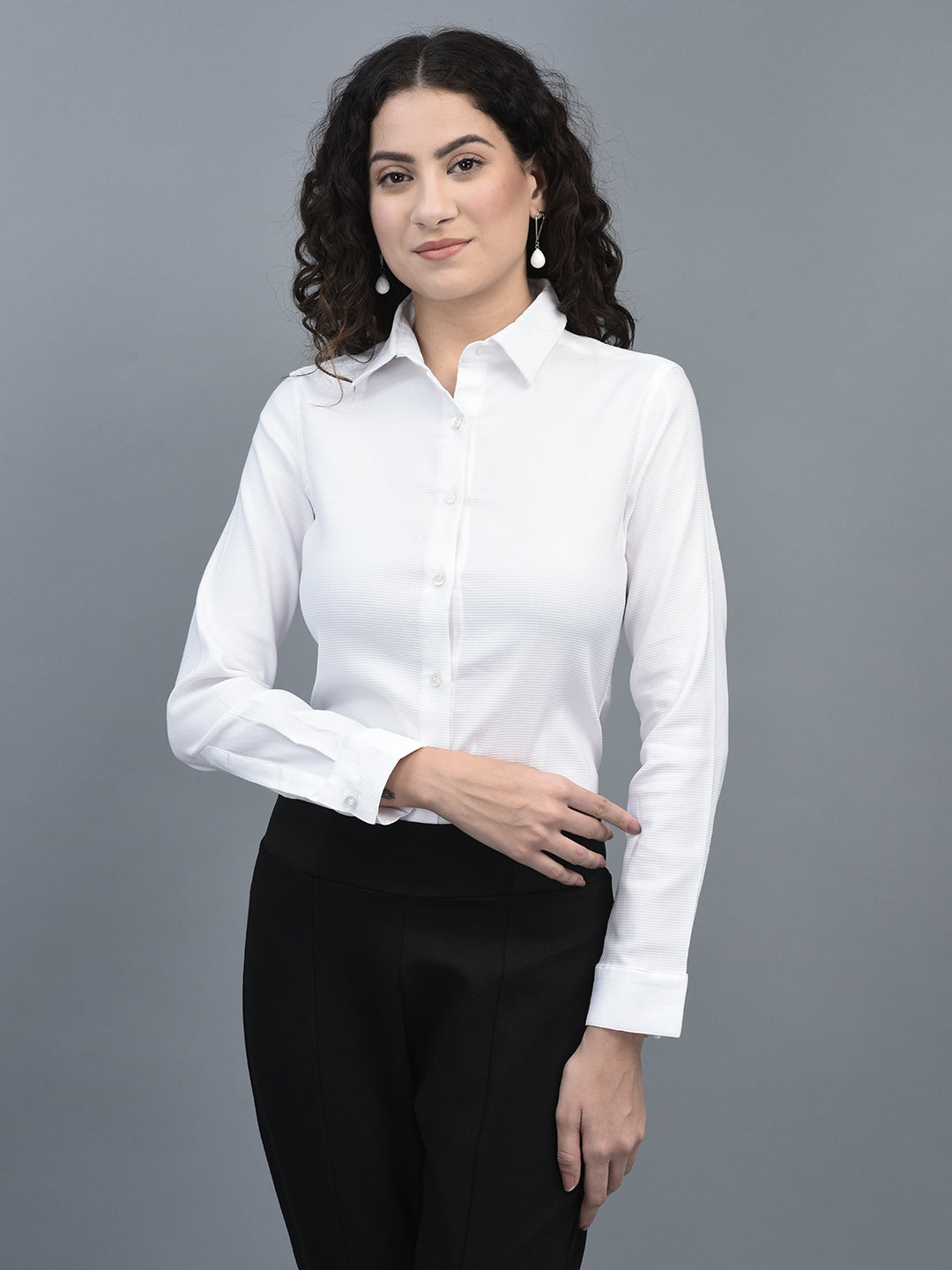 Canoe Women Full Sleeve Spread Collar Relaxed Fit Formal Shirt