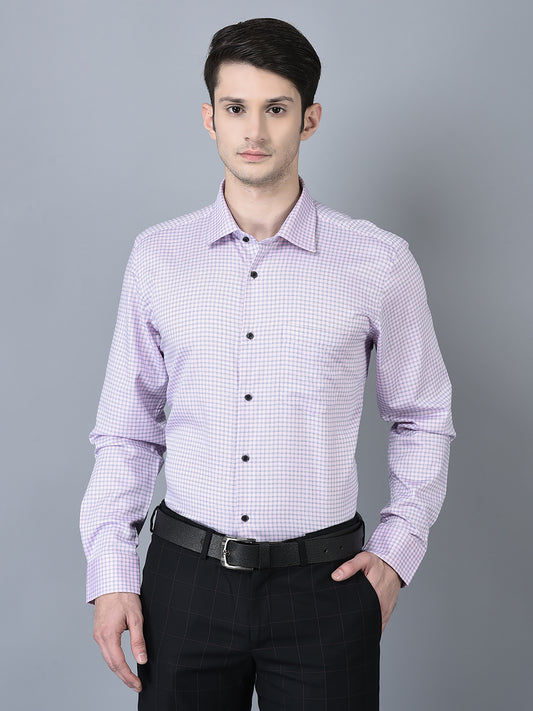 CANOE MEN Formal Shirt Pink Color Cotton Fabric Button Closure Checked