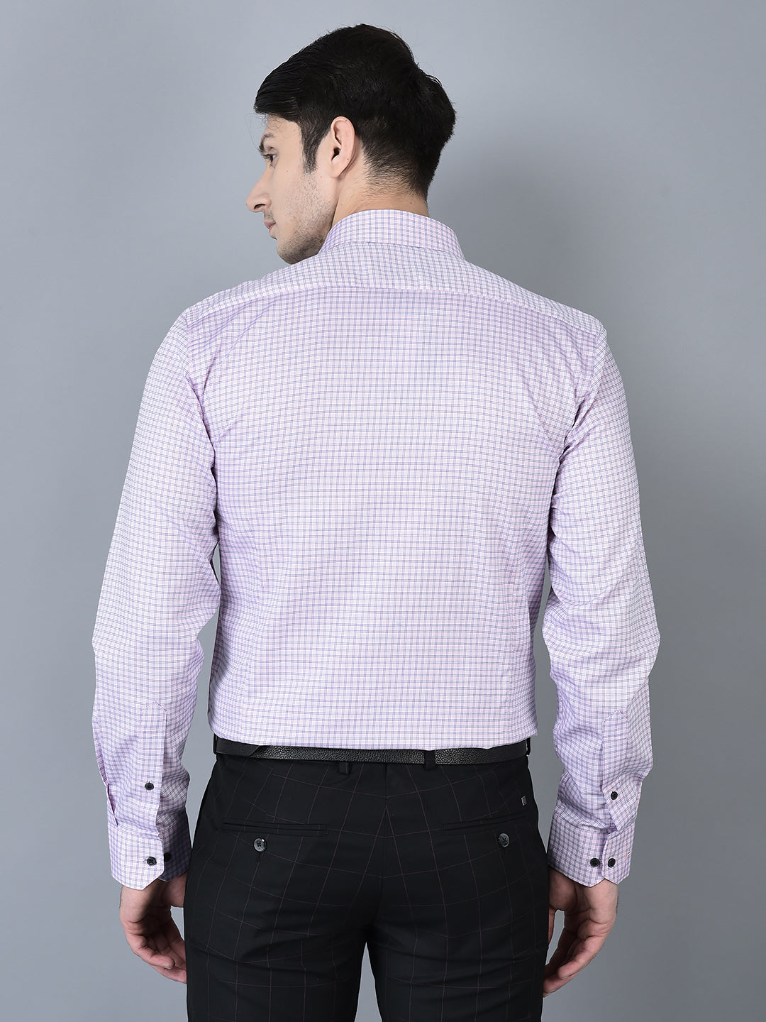 CANOE MEN Formal Shirt Pink Color Cotton Fabric Button Closure Checked