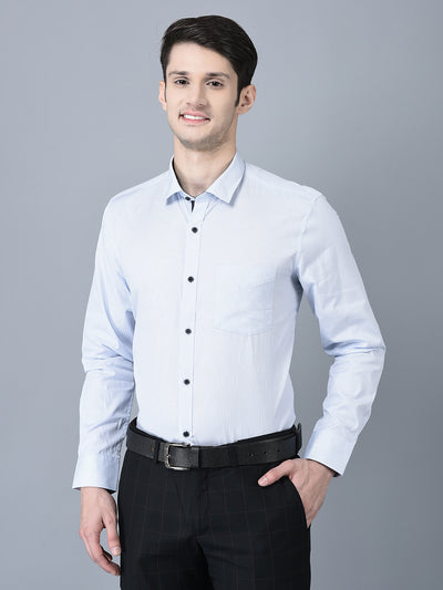 CANOE MEN Formal Shirt Blue Color Cotton Fabric Button Closure Striped