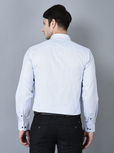 CANOE MEN Formal Shirt Blue Color Cotton Fabric Button Closure Striped