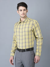 Load image into Gallery viewer, CANOE MEN Formal Shirt Khaki Color Cotton Fabric Button Closure Checked
