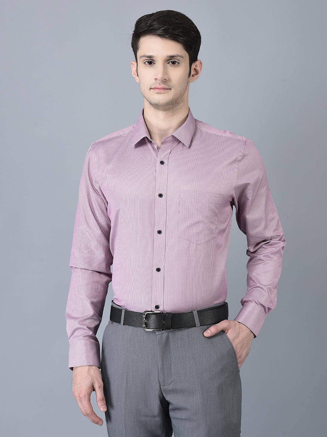 Canoe Exclusive Long Staple  Blush Pink Cotton Shirt for Men – Tailored Fit, Soft Feel