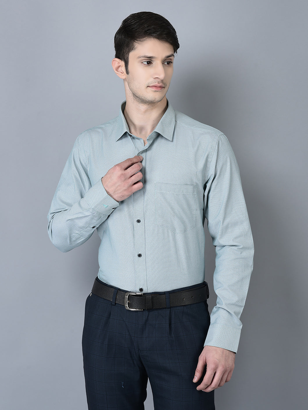 CANOE MEN Formal Shirt Blue Color Cotton Fabric Button Closure Printed