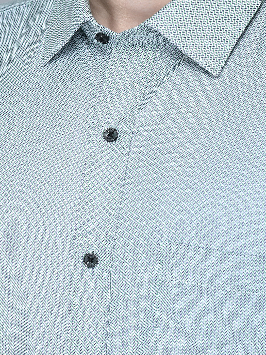 CANOE MEN Formal Shirt Blue Color Cotton Fabric Button Closure Printed