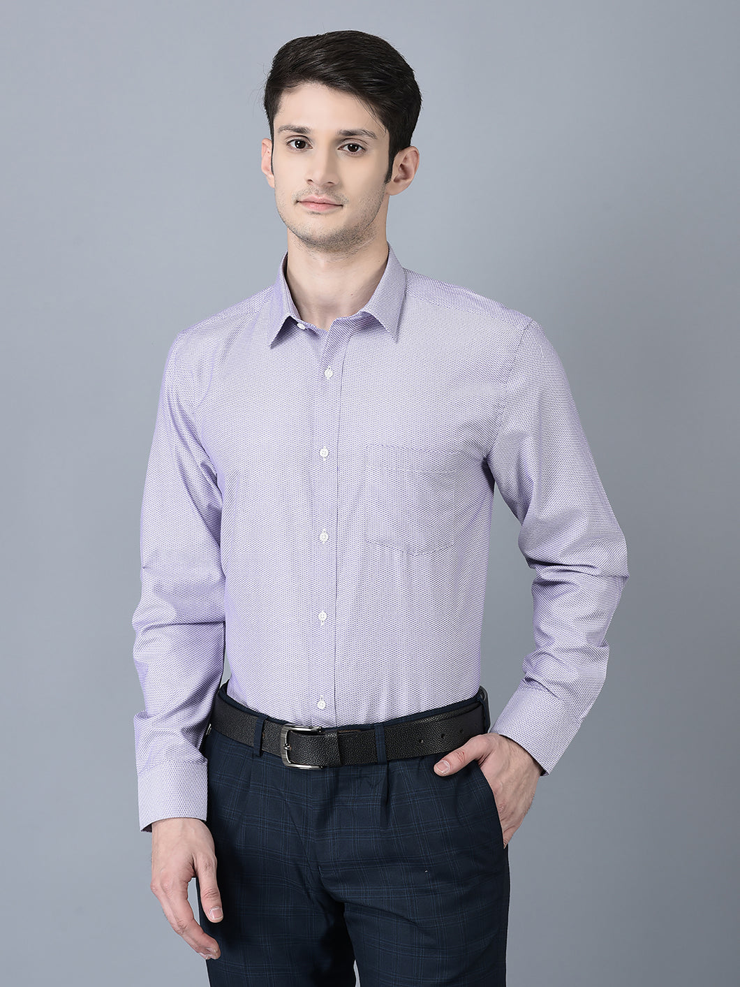 CANOE MEN Formal Shirt Purple Color Polyester Fabric Button Closure