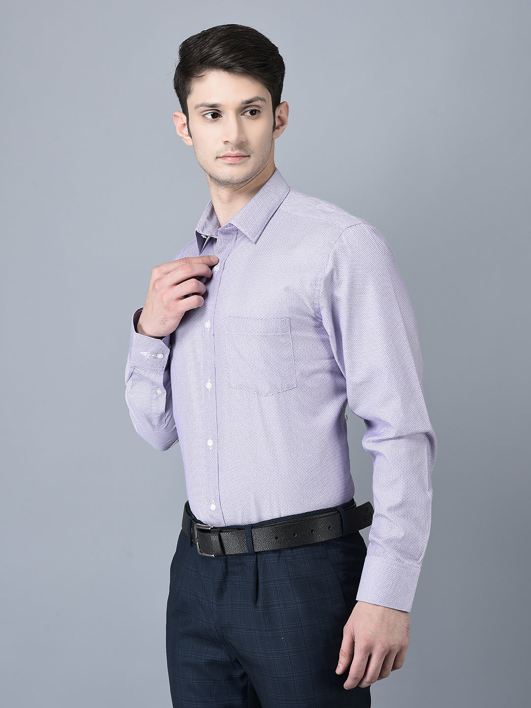 CANOE MEN Formal Shirt Purple Color Polyester Fabric Button Closure