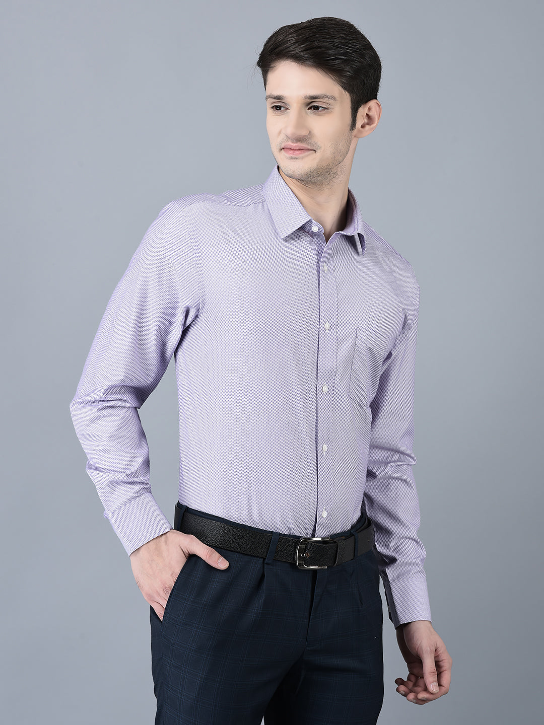 CANOE MEN Formal Shirt Purple Color Polyester Fabric Button Closure