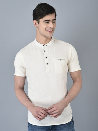 Canoe Men Round Neck Button Closer Knitted T-Shirt