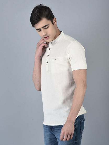 Canoe Men Round Neck Button Closer Knitted T-Shirt