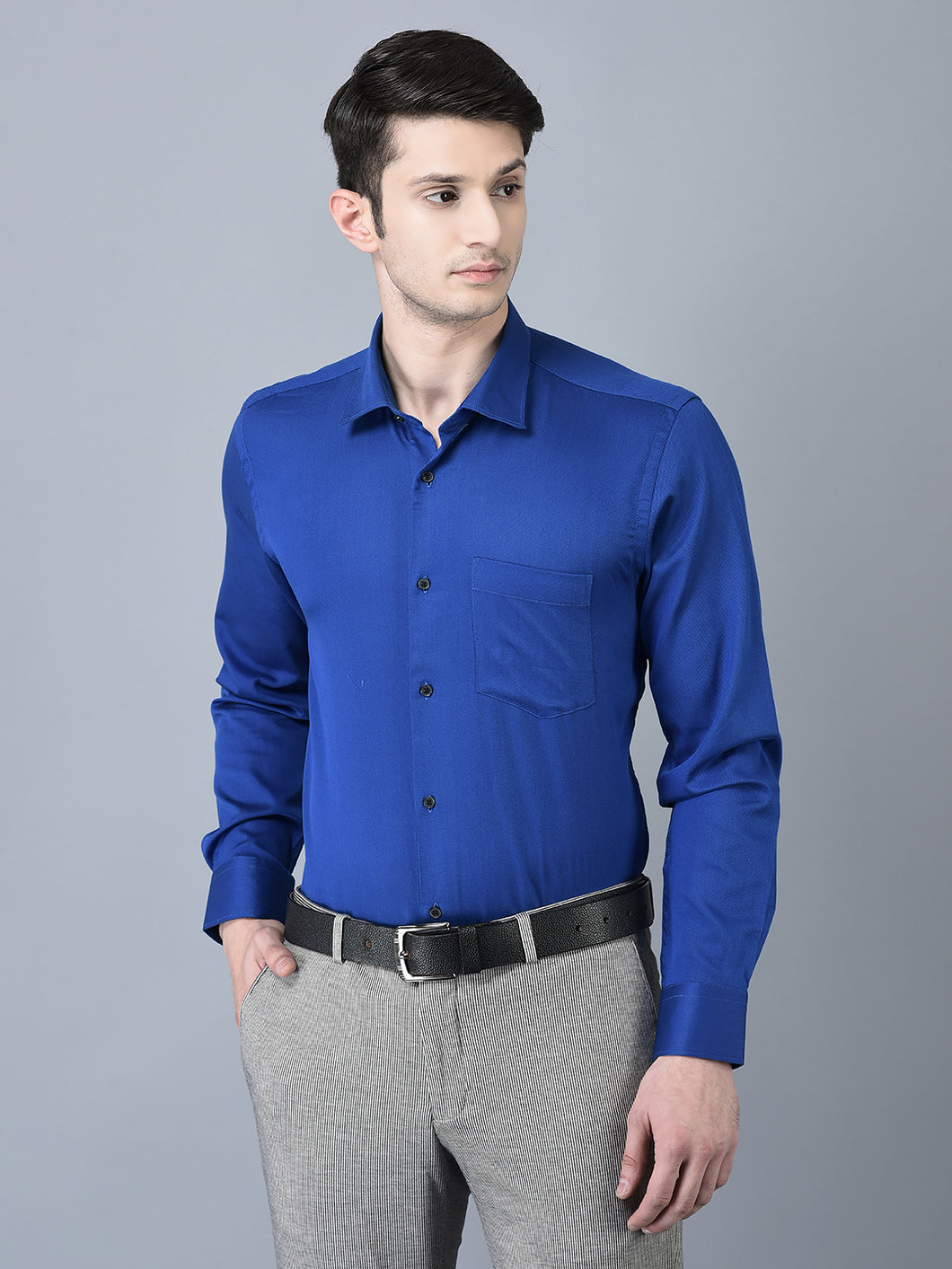 CANOE MEN Formal Shirt ELECTEIC BLUE Color Cotton Fabric Button Closure