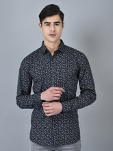 Load image into Gallery viewer, CANOE MEN Formal Shirt NavyBlue Color Cotton Fabric Button Closure Printed
