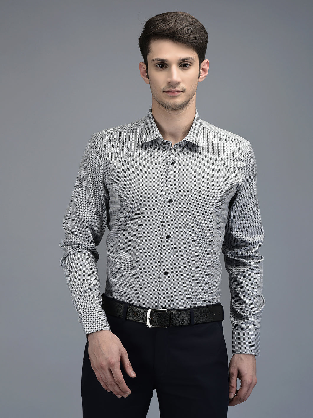 CANOE MEN Formal Shirt Grey Color Cotton Fabric Button Closure